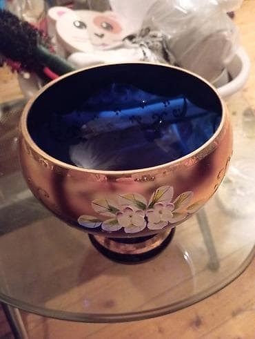 su qab: Zər ifa üsulu ilə bəzədilmiş dekorativ şüşə qab - Material: qalın — 2