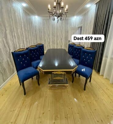 *Masa desti 459 AZN* 🔹 MDF masa olcu 93×2 🔹 6 ədəd stul 🔹 Rəng seçimi