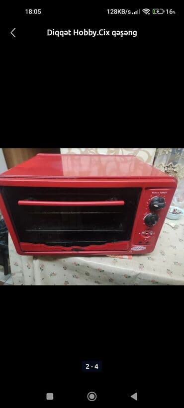 qaz sobasi ve qiymeti: Duxovka Elektrik, rəng - Qırmızı, Ayrıca dayanan, İşlənmiş — 3