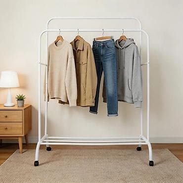 bez dolab: Metall paltar asılqanı – iki səviyyəli, təkərlə - Material — 3