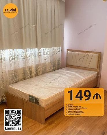 bed: Təknəfərlik çarpayı, Bazasız, Matras ilə, Siyirməsiz — 1