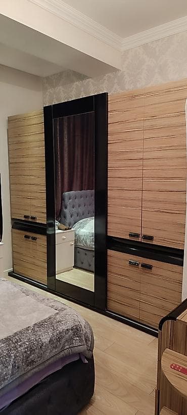 şkaf paltar: 3 qapılı, Güzgülü, Qara, Taxta, Kupe, Düz dolab — 1