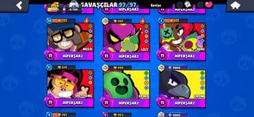 qizil kulcə: Brawl Stars hesabı - Kupa: 64 931 - Qızıl: 64 931 - Kristal/daş: 1 — 7