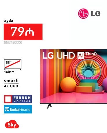 Yeni Televizor LG LED ekran 55" 4K (3840x2160), Pulsuz çatdırılma