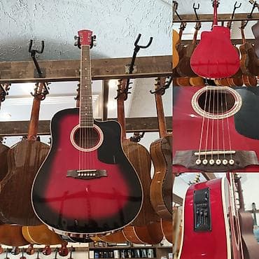 gitara tuner: Elektro akustik gitara Rivertone LD18CEQ Simlərin sayı: 6 Üst: Şam — 1