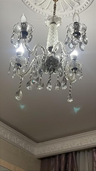 xrustal vaz: Çılçıraq, 6 lampa, Xrustal — 1