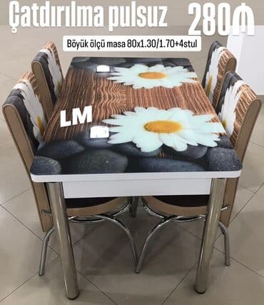 demir stol stullar: Mətbəx üçün, Açılan, Dördbucaq masa, 4 stul — 2