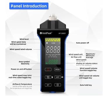kulək olcən cihaz: Anemometr Model: HoldPeak HP-5000Y - Kiçik məkanların ehtiyaclarını — 4