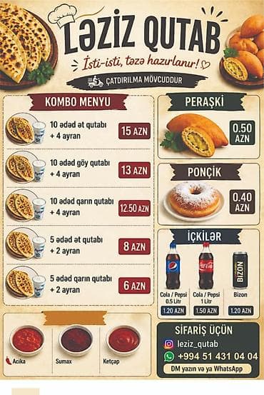 Ləzziz Qutab – isti-isti, təzə hazırlanır. Çatdırılma mövcuddur