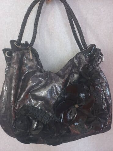 əl işi çantalar: Rengi seri-boz qara gullernen cantadir turkiyeden getirilib cox gozel — 1