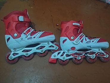 Power markalı inline konki (təkərli paten) - Rəng: qırmızı/ağ - Təkər — 1