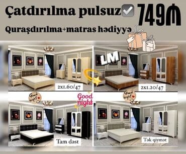 yataq destleri qiymetleri: İkinəfərlik çarpayı, Dolab, Yeni — 1