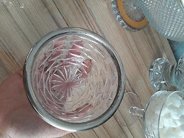 edviyyat qablari: Kəsimli şüşədən hazırlanmış 2 ədəd mini qab dəsti. - Material: qalın — 2