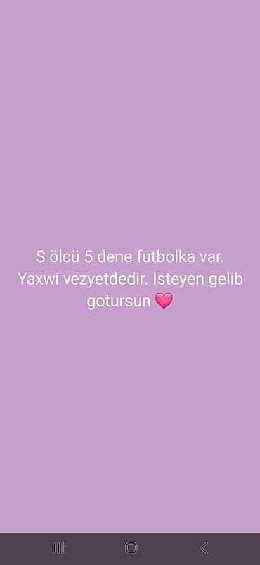 S ölçüdə 5 ədəd futbolka dəsti. - Ölçü: S - Say: 5 ədəd - Qeyd: Yaxşı