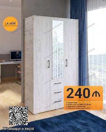 3 qapılı, Ağ, Açılan, Düz dolab