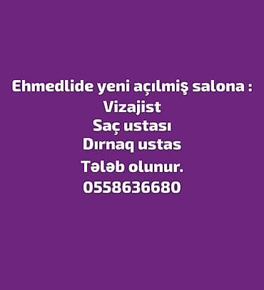 Əhmədlidə yeni açılmış gözəllik salonu üçün vakansiyalar: - Vizajist - at lalafo.az Əhmədlidə yeni açılmış gözəllik salonu üçün vakansiyalar: - Vizajist -