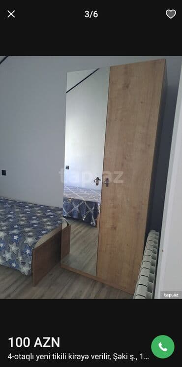 genclikde ayliq kiraye evler: Kirayə: 4 otaqlı mənzil, Şəki şəhəri Planlaşdırma və sahələr: - Açıq — 5