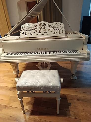 ucuz tar: Ağ rəngli qrand pianino, klassik dizaynlı və zərif naxışlı musiqi — 5