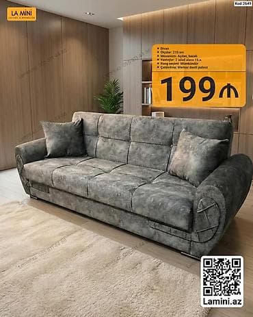 krep parca: Məhsul: Divan (Kod: 2649) - Ölçü: 210 sm - Mexanizm: açılan, bazalı — 1