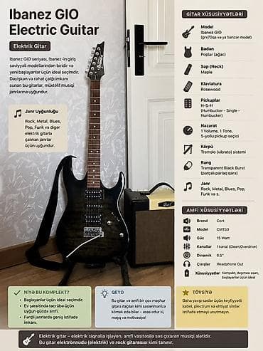 gitara tornado: Elektron gitara, Ibanez, 6 sim, İşlənmiş, Pulsuz çatdırılma — 1
