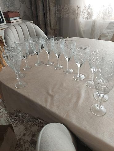 Qədəhlər, rəng - Ağ, Xrustal, 12 ədədli dəst