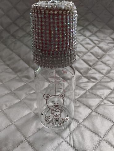 Şamdanlar: Bəzəkli dekor dəsti və rhinestone-lu körpə butulkaları - 3 hissəli — 7