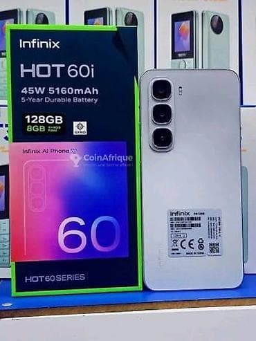 simens telefon: Infinix Hot 60, 128 GB, rəng - Gümüşü — 1