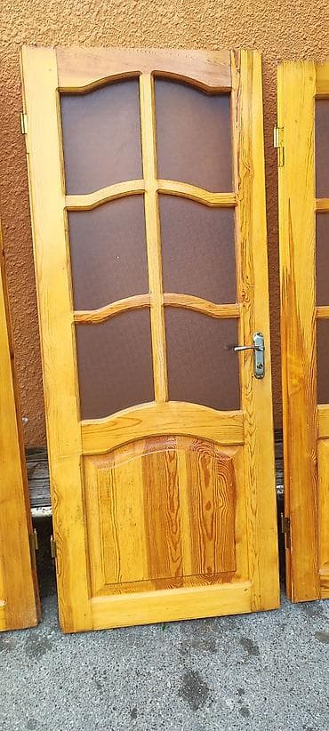 qapi: Taxta şüşəli otaq qapıları - Material: təbii ağac (şam teksturası — 4