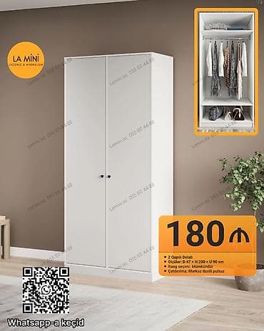 2 qapılı, Ağ, Açılan, Düz dolab