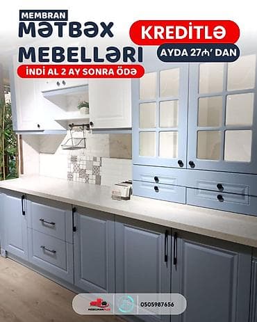 metbex mebelleri kreditle satisi: Sifarişlə mətbəx dəsti, Özü çəkən petlələr, Mat laminat, Kredit var, Pulsuz çatdırılma — 5