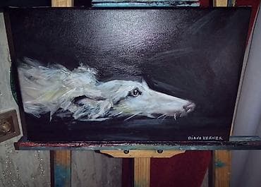 pisik sekli: Rəsm əsəri: it portreti (borzoy/ingilis qurt iti silueti) - Texnika — 1