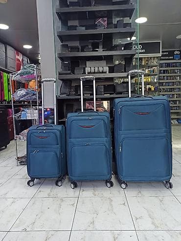 sirkə bilet: 3-lü tekstil çamadan dəsti – mavi rəng - 3 ölçü: kiçik, orta və böyük — 1