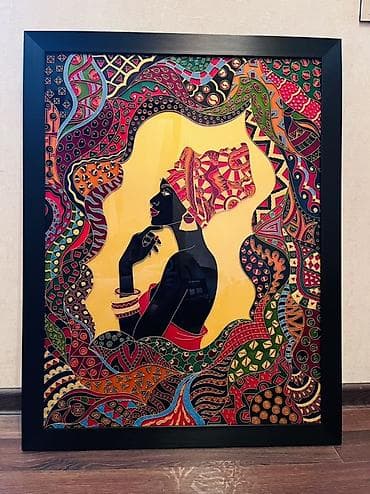 şar şekilleri: Витражная картина. «Африканка»Ручная работа. Размер 80*60 см. Стекло — 1