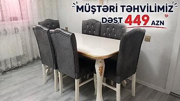Qonaq otağı üçün, Yeni, Açılan, Dördbucaq masa, 6 stul — 1