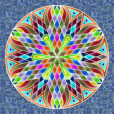 fon: Rəngli mandala divar sənəti – 4 ədəd rəqəmsal illüstrasiya dəsti — 5