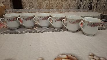 olke bayraqlari: Çay dəsti, rəng - Ağ, Farfor — 4