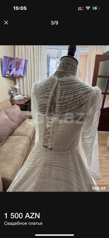 sadə toy donlari: Zərif krujeva detalları və uzun ətəyi olan, ağ rəngli gəlinlik — 10