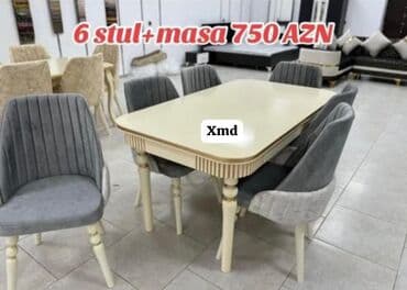 Masalar: Qonaq otağı üçün, Yeni, Açılmayan, Oval masa, 6 stul — 1