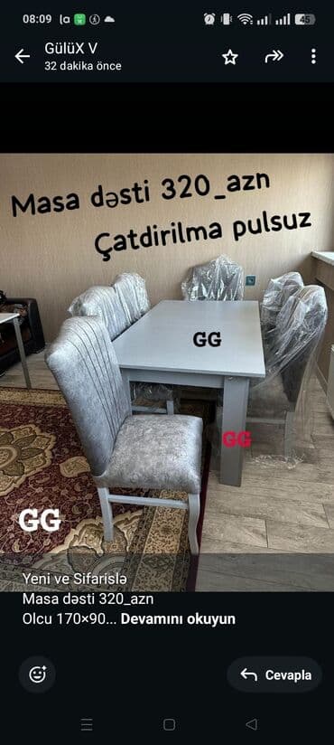 i̇kimərtəbəli çarpayılar ikinci əl: Yeni ve Sifarislə Masa dəsti 320_azn Olcu 170×90 Material laminat Reng — 1