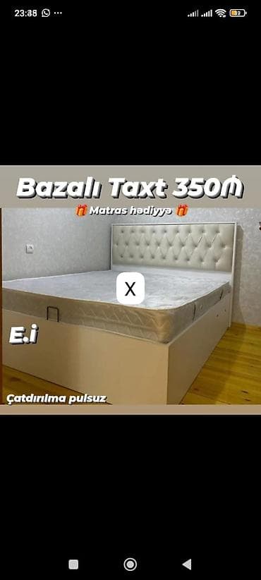 islenmis matras: Bazalı taxt - Ölçü: standart iki nəfərlik (şəkillərdə göstərilən). - — 2