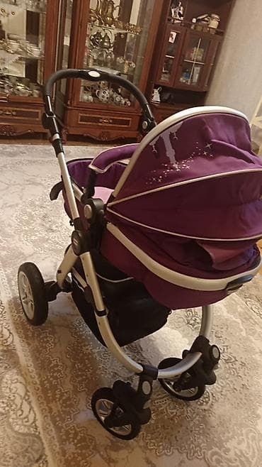Коляски: Uşaq arabası – bənövşəyi rəng, alüminium karkaslı, 4 təkərli — 4