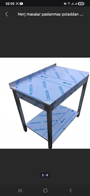 mətbəx stolari: Paslanmayan poladdan hazırlanmış bu möhkəm masa, müxtəlif mühitlərdə — 3