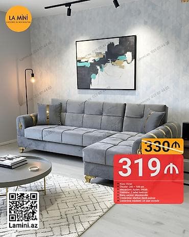 par: Künc divan, Açılan, Bazalı, Vеlur parça, Şəhərdaxili pulsuz çatdırılma — 1