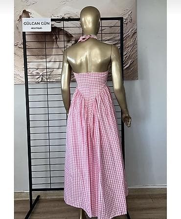 qadin yay etirleri: Məhsul: Qadın yay donu - Rəng və naxış: Açıq çəhrayı-ağ dama — 2