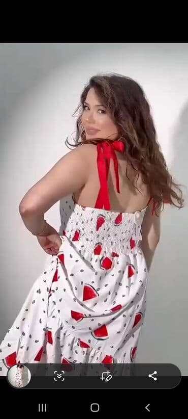 Yay üçün yüngül və rahat maxi don. - Rəng və naxış: Ağ fon üzərində