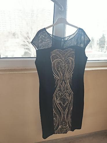 don qisa: Zərif qara kokteyl donu - Rəng: qara, ön hissədə gümüşü-payetli — 3