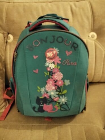 Uşaq məktəb çantası – YES brendi - Rənglər: firuzəyi və çəhrayı - Ön