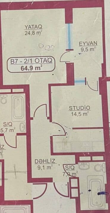1 otaqli podmayak menziller: 1 otaqlı, Yeni tikili, m. Neftçilər, 65 kv. m — 4