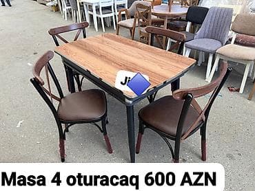 Mətbəx üçün, Açılmayan, Dördbucaq masa, 4 stul — 1