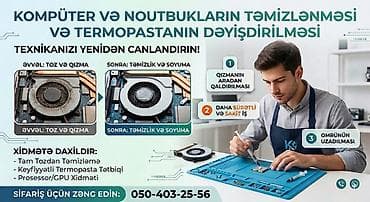 3 birinde printer: Xidmət: Kompüter və noutbukların daxili təmizlənməsi və termopastanın — 1